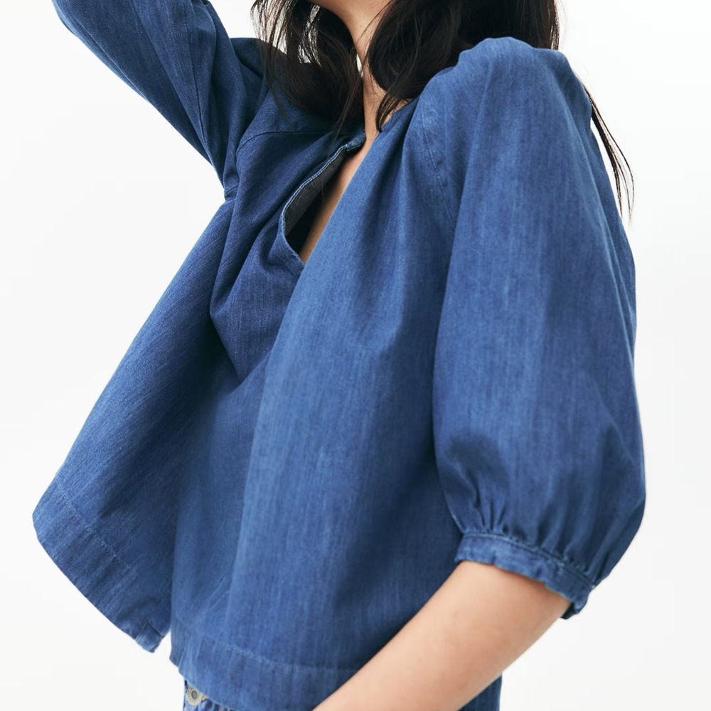 Blue Denim Blouse (Maternity)